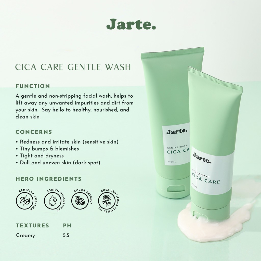 ⭐BAGUS⭐ JARTE Cica Care Series| Gentle Wash | Toner | Ampoule | Moisturizer Cream)