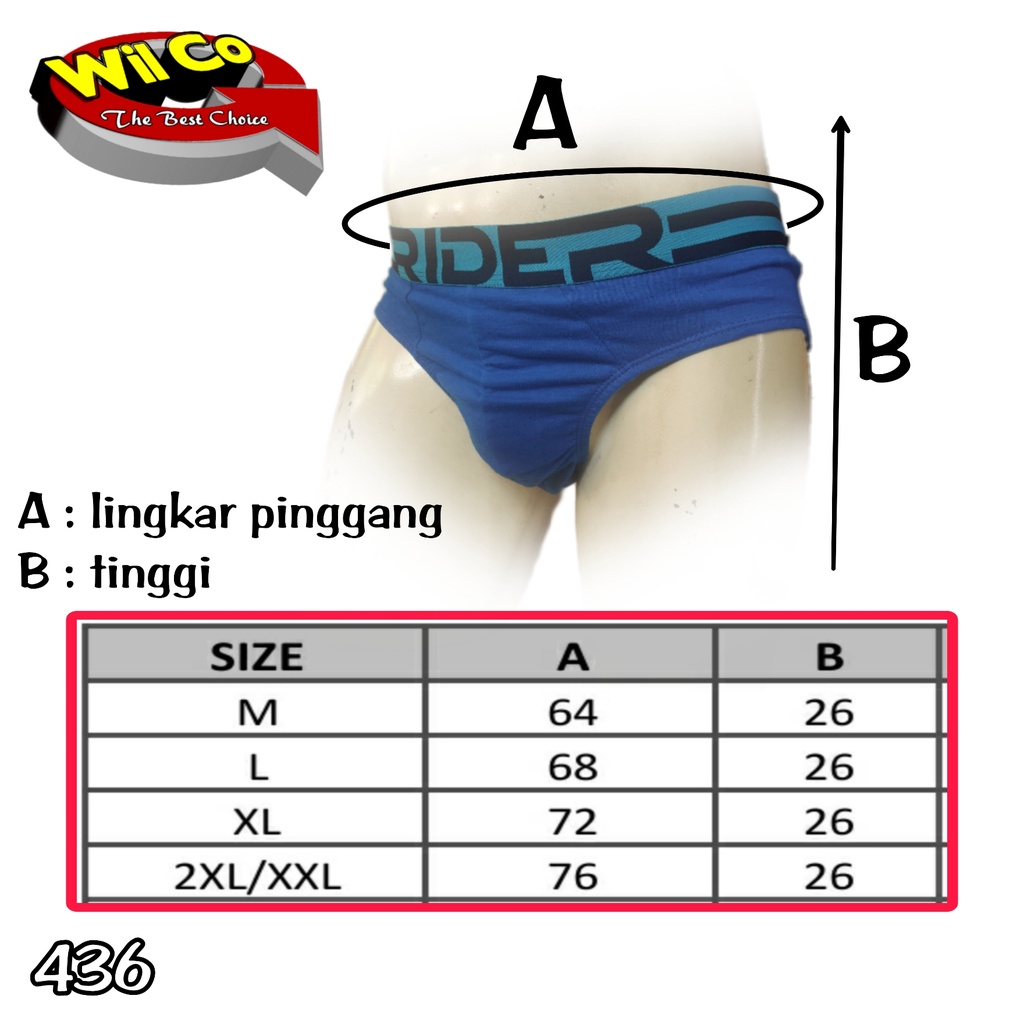 K436T - (HARGA PER 3 Pcs) CELANA DALAM SEGITIGA PRIA RIDER SPORT SIZE M -XXL