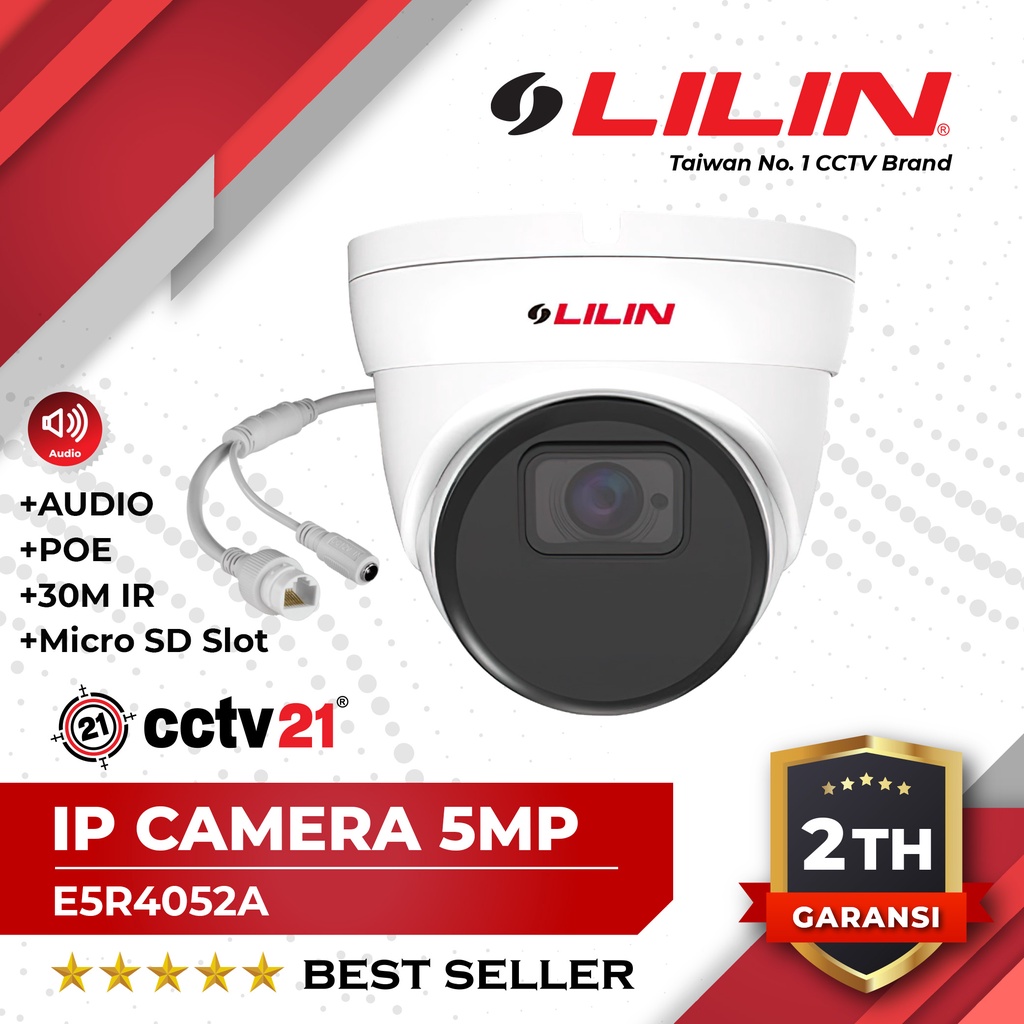 IP Camera / Kamera / CCTV / LILIN 5MP IR AUDIO POE E5R4052A Garansi 5Th Asli Made in Taiwan Harga Pr