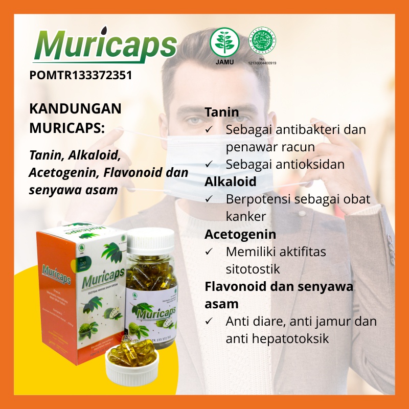 MURICAPS 100 Kapsul Ekstrak Minyak Daun Sirsak Imun Booster Obati Kolesterol Kanker Kista Diabetes - Naturafit BPOM