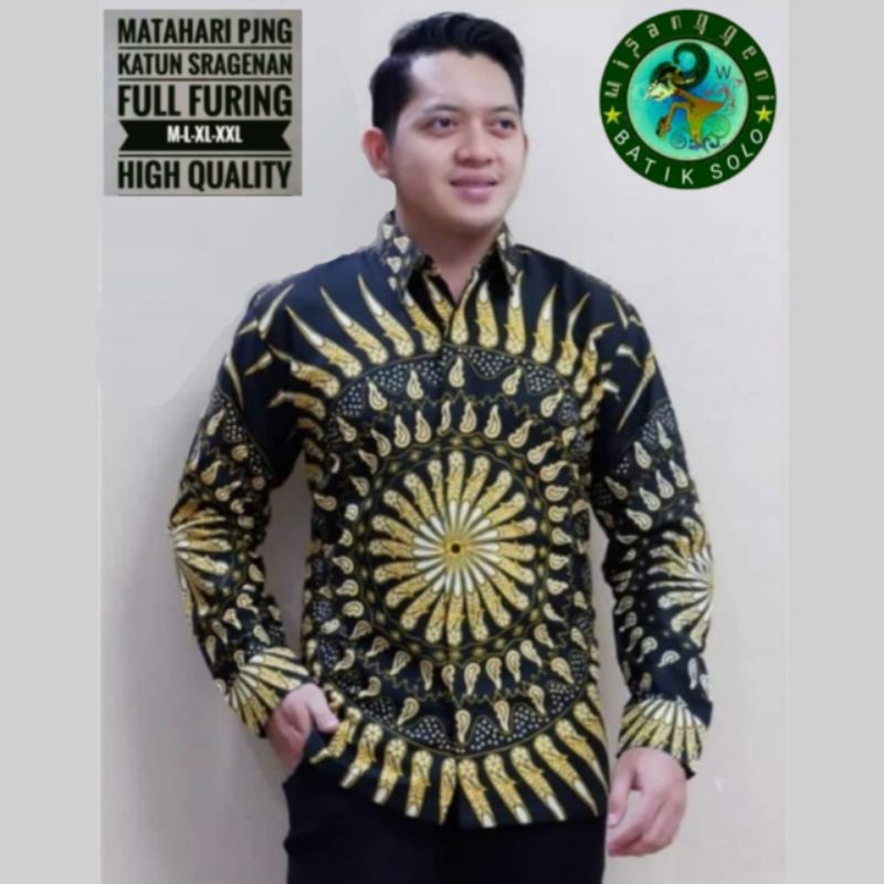 Kemeja Batik Pria Lengan Panjang Pendek Baju Atasan Cowok Modern Terbaru Hem Laki Formal Casual Lapi