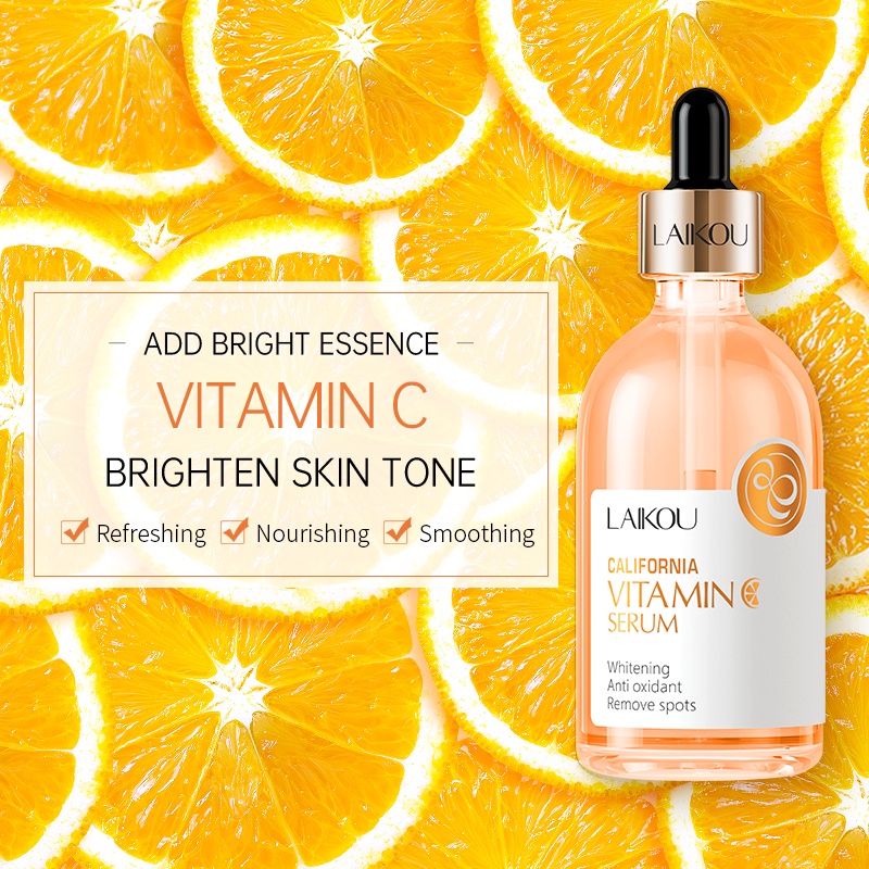 LAIKOU Vitamin C Serum 100ml Mencerahkan Mengencangkan Pori-pori Memudar Melanin Essence