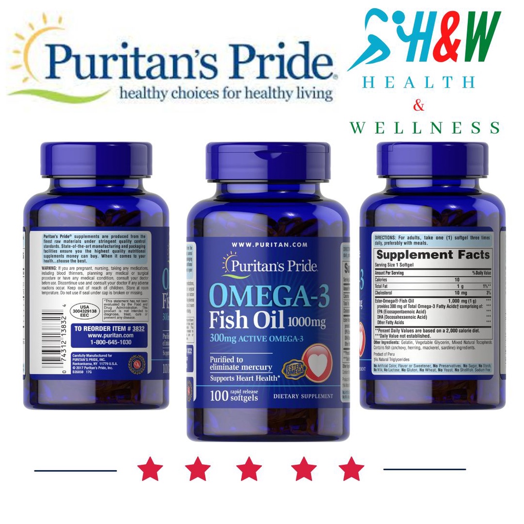 Suplemen Vitamin Puritan OMEGA 3 FISH OIL 1000 mg isi 100 Softgels