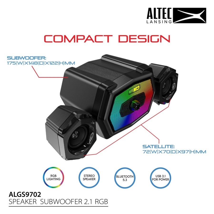 ALGS9702 Speaker 2.1 subwoofer with Bluetooh Altec Lansing