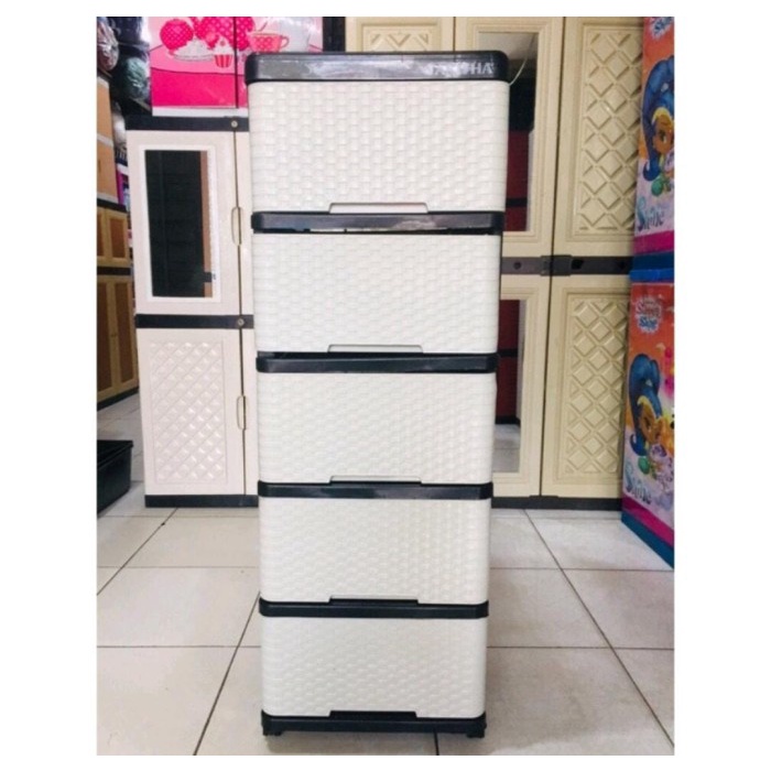 LEMARI PLASTIK / LEMARI PAKAIAN / LACI PLASTIK AKAKO ROTAN SUSUN 5
