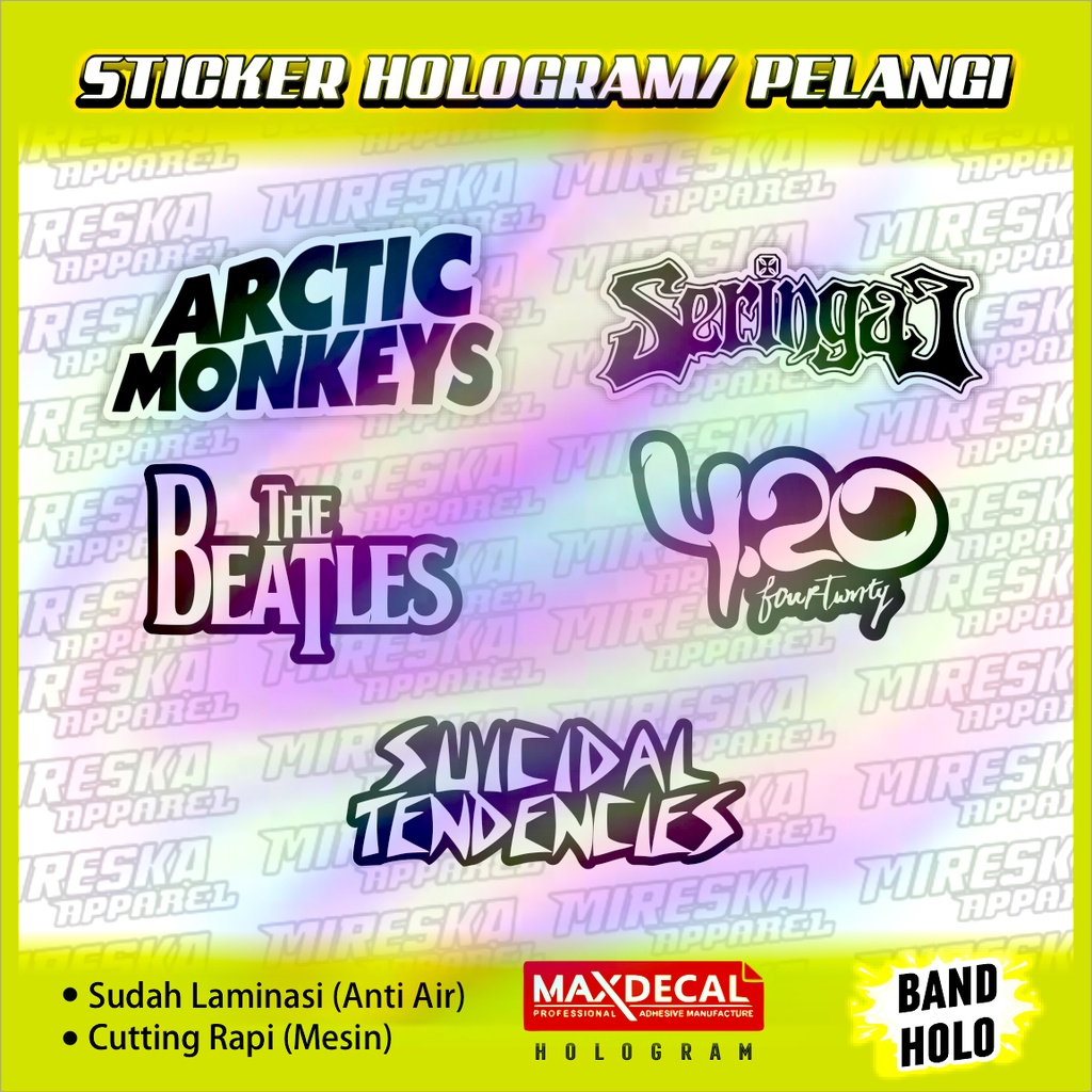 Terbaru Stiker Viral Hologram Terlaris BAND HOLO Series / Sticker Kata Kata / Sticker Motor Bengkel 