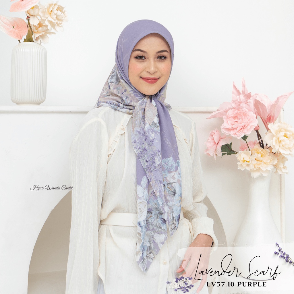 HIRA - Hijabwanitacantik - Segiempat Lavender Scarf LV57.10 Purple | Hijab Segi Empat Motif Jilbab V
