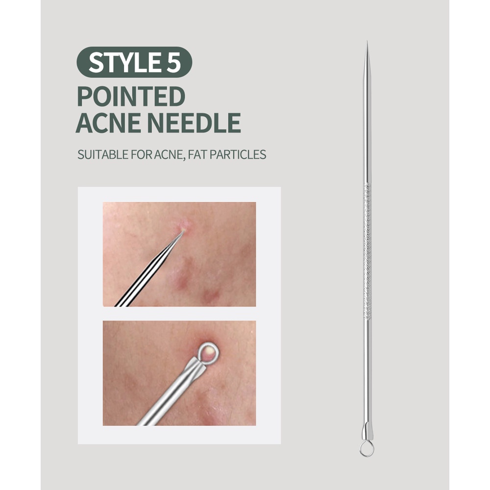 MAANGE 7Pcs/Set Pinset Komedo Stainlees Steel / Pinset Jerawat  / Blackhead Tweezer Untuk Menghilangkan Komedo Penghilang Jerawat Pinset Dengan Kotak Alat Pembersih3044