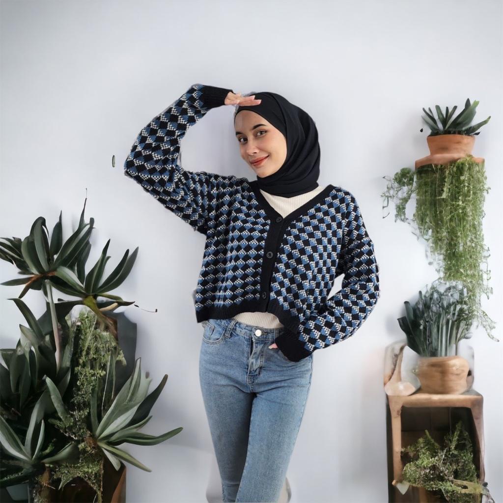 Sweater Rajut Wanita Hanami Outer Kardigan Korean Style Terbaru