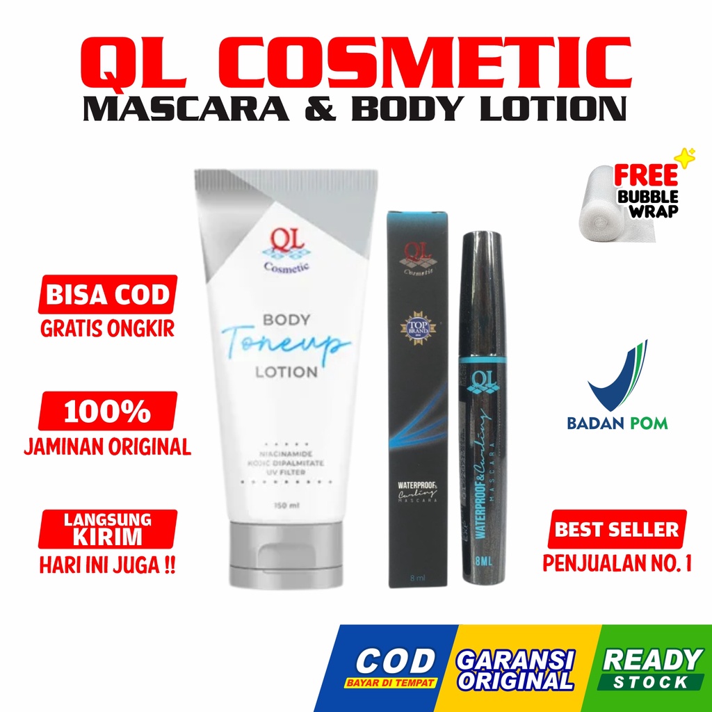 QL Cosmetic ALL VARIAN | Mascara 8ML | Body Tone Up 150ML Original BPOM