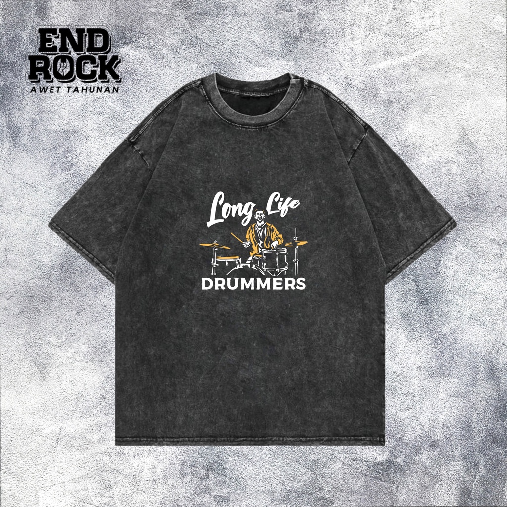 Kaos Oversize Wash Original Endrock Tema Long Life Drummer DTF0031