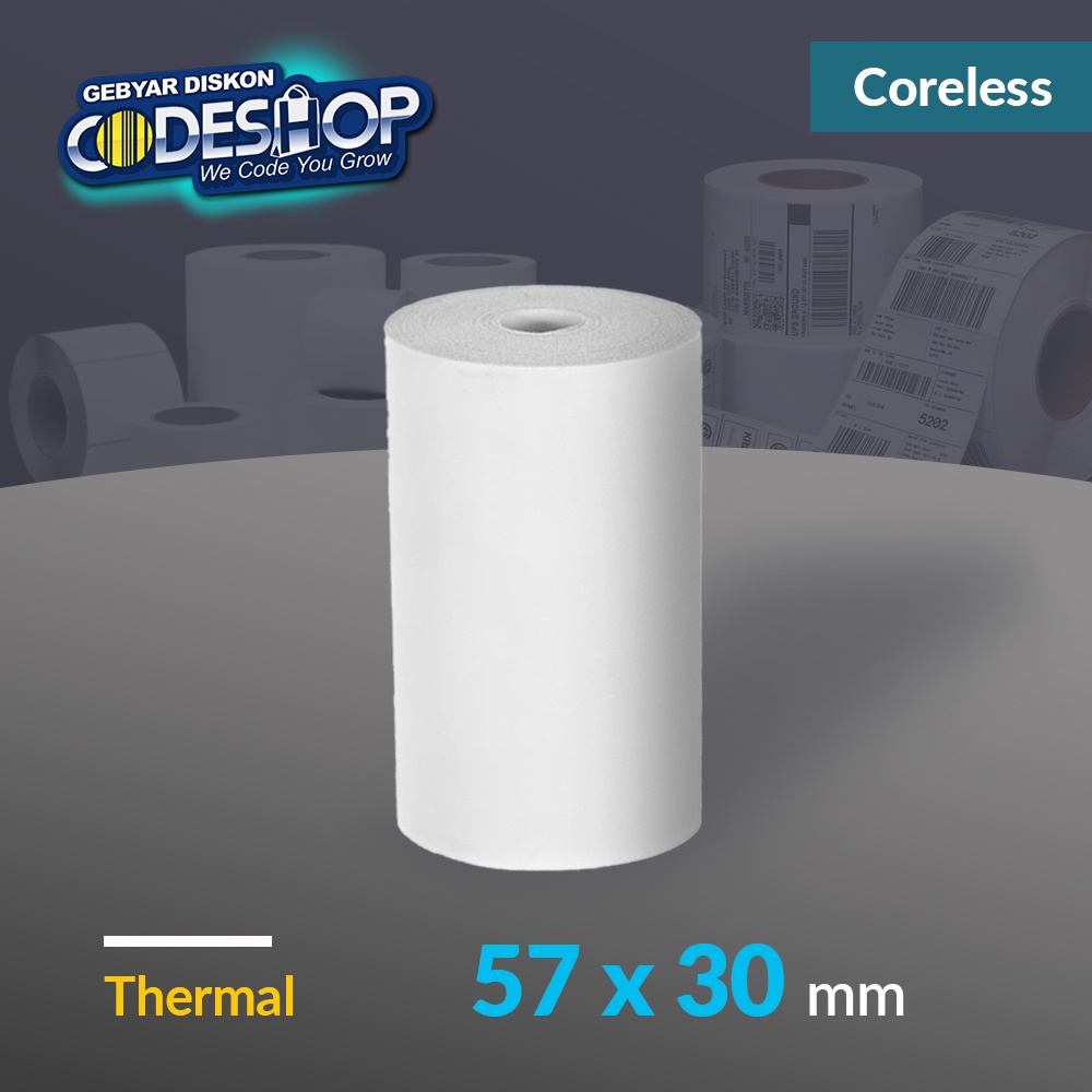 

Codeshop Kertas Struk Thermal 58 x 30 mm Coreless Printer Kasir 58mm