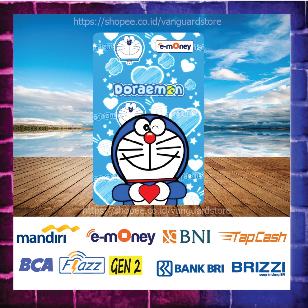 KARTU E MONEY E TOLL GAMBAR DORAEMON CUTE LOVE KARTUN EMONEY MANDIRI FLAZZ BCA BNI TAPCASH BRIZZI BRI - 1 SISI