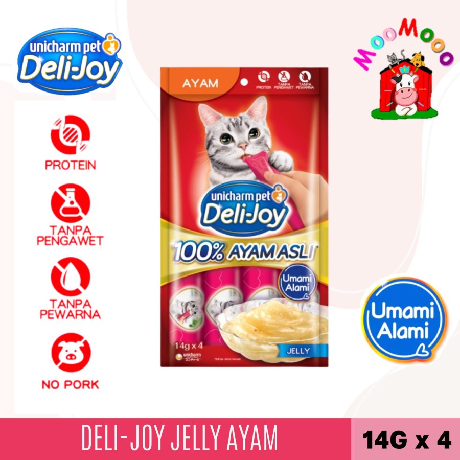 Deli-Joy Snack Kucing Basah 14g - Jelly Rasa Ayam