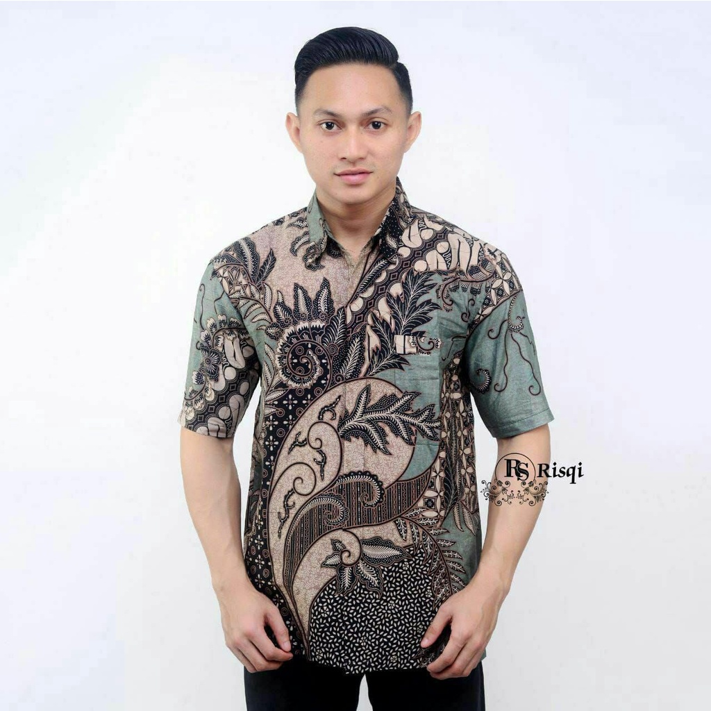 BATIK HEM PRIA LENGAN PENDEK MOTIF KATE PRODUK ORIGINAL KATUN