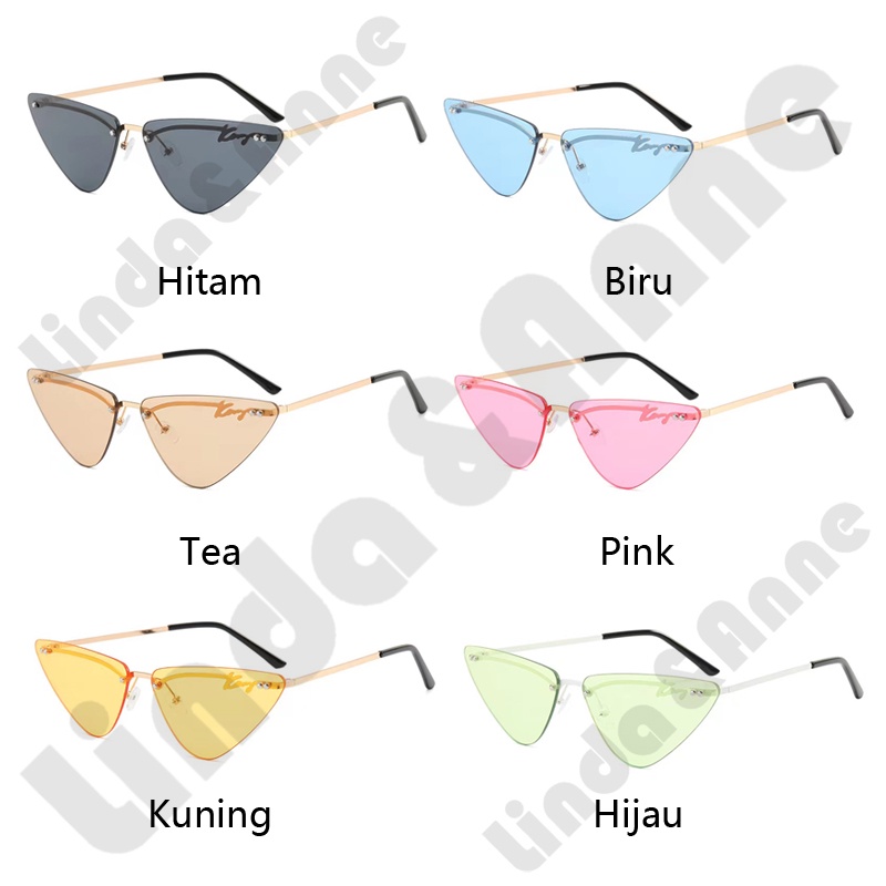 Frame&amp;Lensa Kacamata Besi Triangle Cat Eye Korean Aksesoris Fashion High Quality