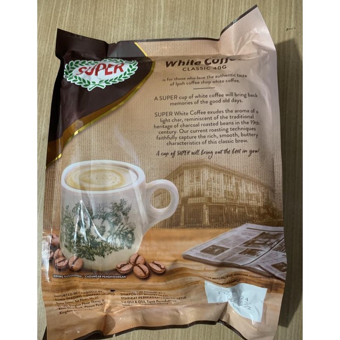 

Super White Coffee Charcoal Roasted Heritage Classic 3in1 Klasik bah05