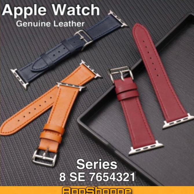Apple Watch Strap Genuine Leather Kulit Asli Mirip Herme* Singl* Tou*