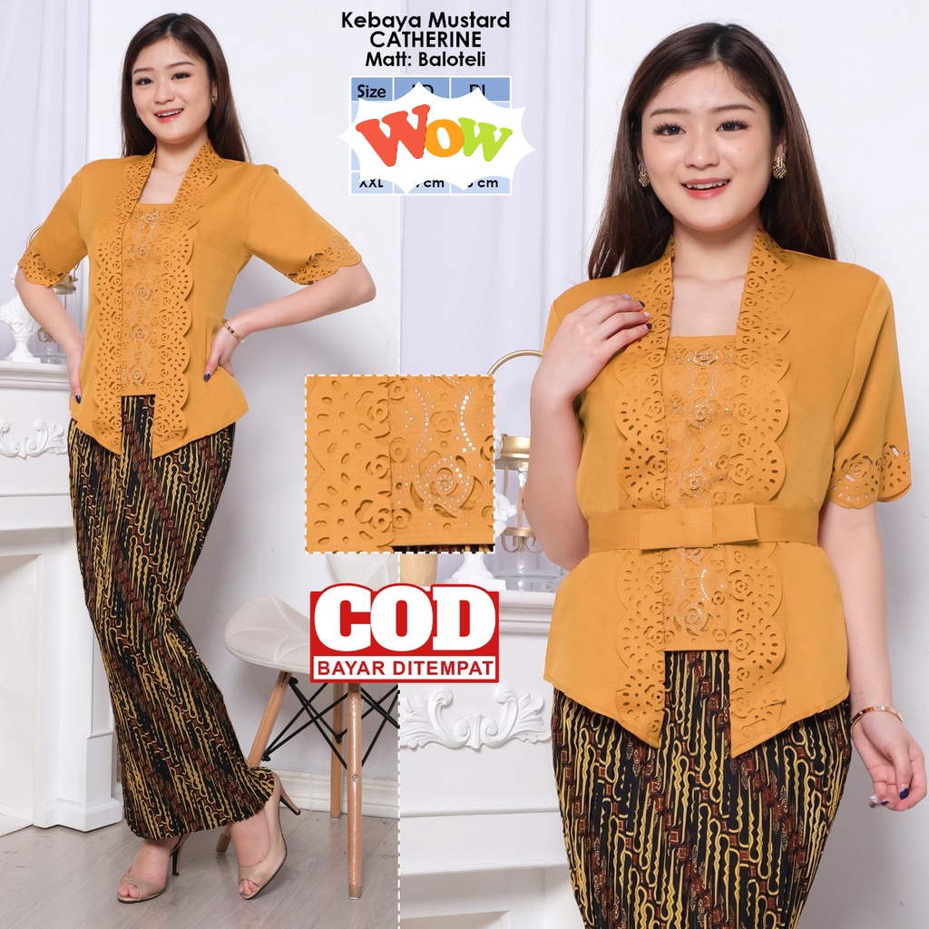 Atasan Kebaya Kutu Baru Katun Laser Cut Aplikasi Mote GoodQuality