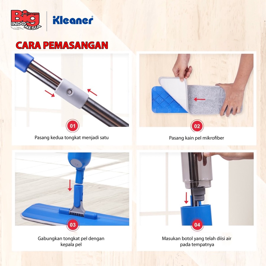 Refill Alat Pel Semprot 2 In 1 Bahan Microfiber Spray Mop Pembersih Lantai Kleaner GSRA014