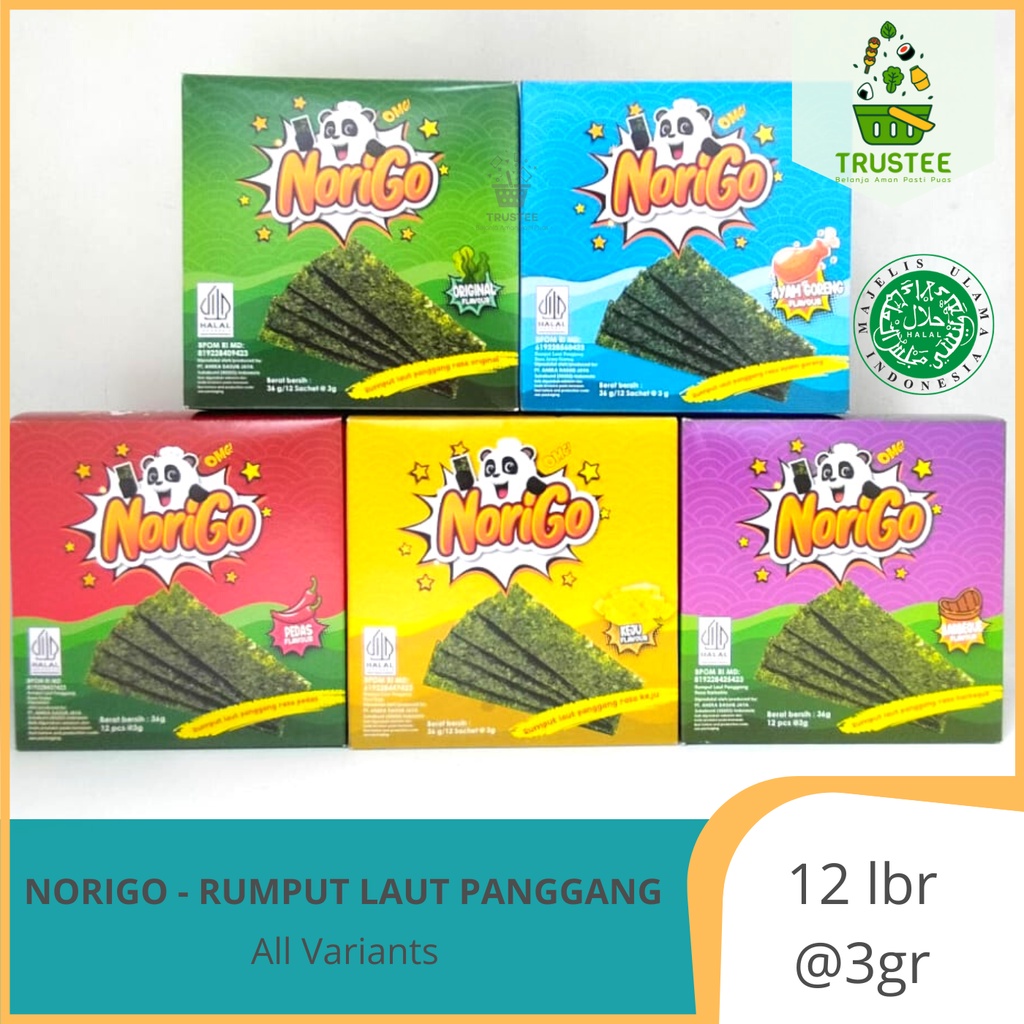 NORIGO Nori Sachet / Seaweed Snack / Camilan Rumput Laut Sachet Halal