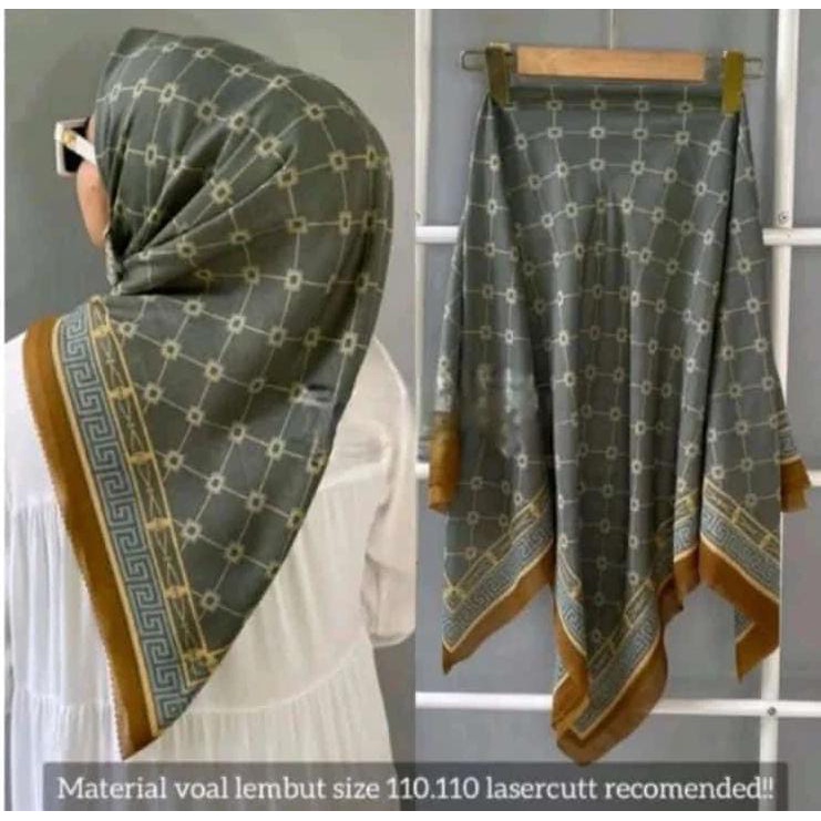 Jilbab segiempat voal premium motif mewah SIREN