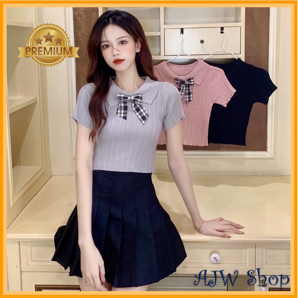 AJWShop UF Atasan Korean Style Lengan Pendek Wanita Import Rajut Premium | Baju Korean Style Wanita Lengan Pendek Rajut Import Premium | Korean Style Wanita Atasan Lengan Pendek Rajut | Rajut Korean Style Wanita Lengan Pendek | Atasan Rajut Import Premium