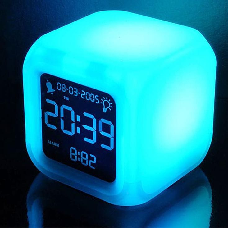 WTW Jam weker alarm lampu led Moody Clock Kubus Berubah 7 Warna Pengukur Suhu kotak temperature kalende