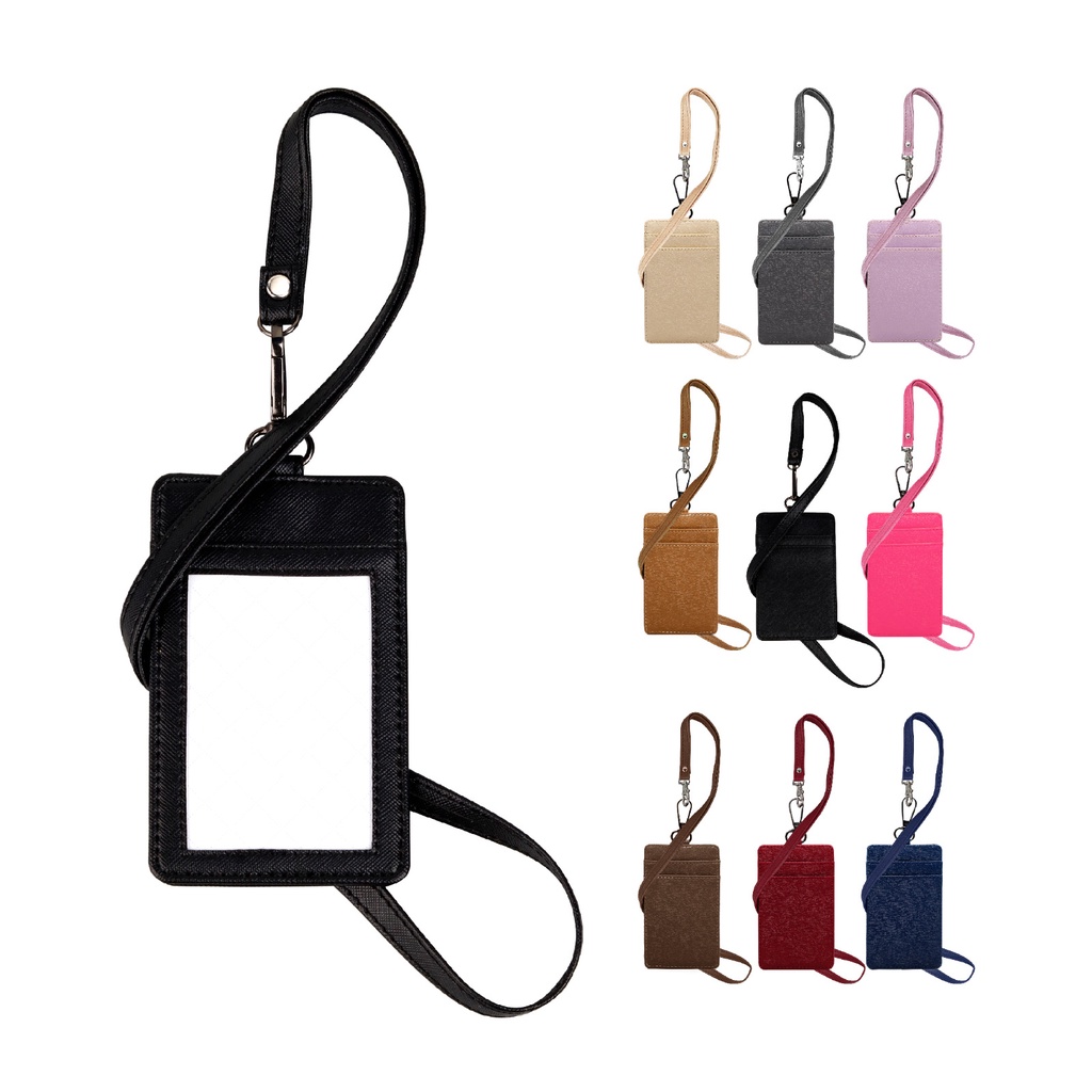 

Urbanlogic - Lanyard Pria Wanita Kulit Saffiano ID Card Holder