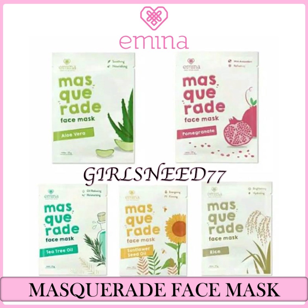 Girlsneed77 Emina Masquerade Face Mask 23 g - Masker Wajah Lembaran Tissue (Sheet Mask)