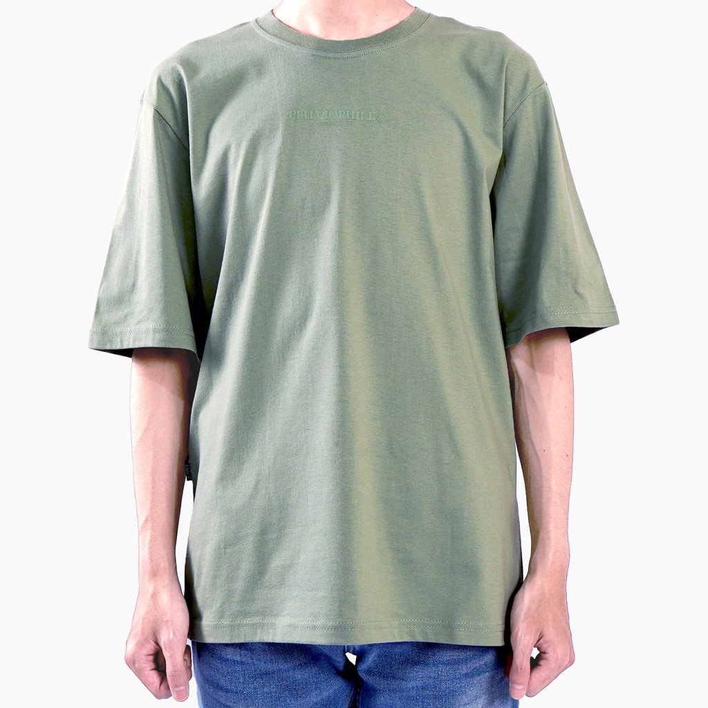 Pluviophile Tshirt kaos Basic oversize Beige Sage green