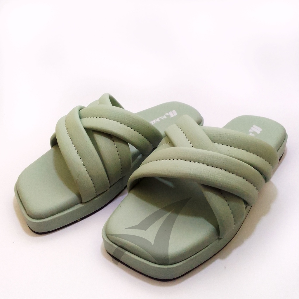 Sandals alaxce Model Silang Double Full Busah Empuk Kekinian Sandal wanita Bantal Trendy Sandal Platform teplek