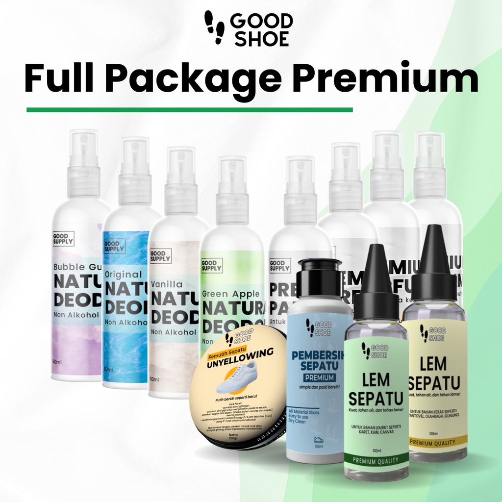 Full Paket Premium Perawatan Sepatu Dan Deodorant Semua Variant Dan Parfum Semua Variant Vanilla Original Bubble Gum Apel