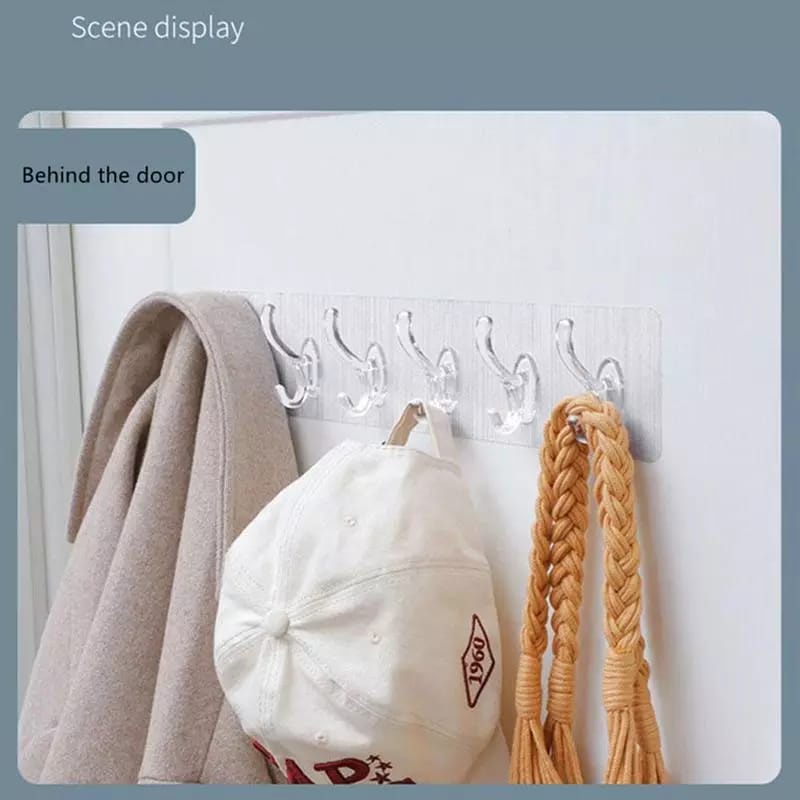 COD GPO Gantungan Tempel / Hook Dinding Serbaguna Multifungsi Transparan 6 Kait