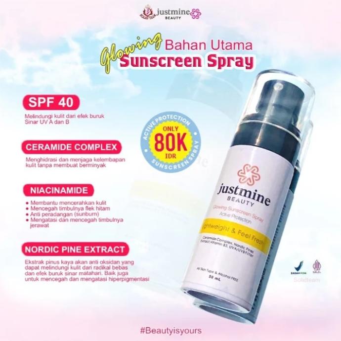sunscreen spray justmine beauty