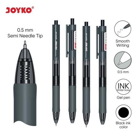 

Gel Pen Pulpen Pena Joyko GP-355 Apola Gel 0.5 mm Dengan Warna Tinta Hitam