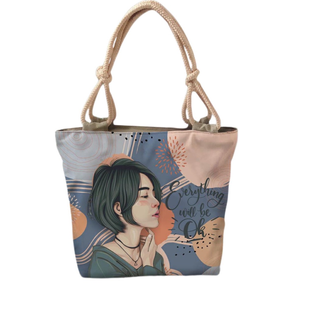 Tote bag Resleting Tali sumbu Bahan Canvas Sublime - Tas Laptop - Tas Kuliah - tas Main