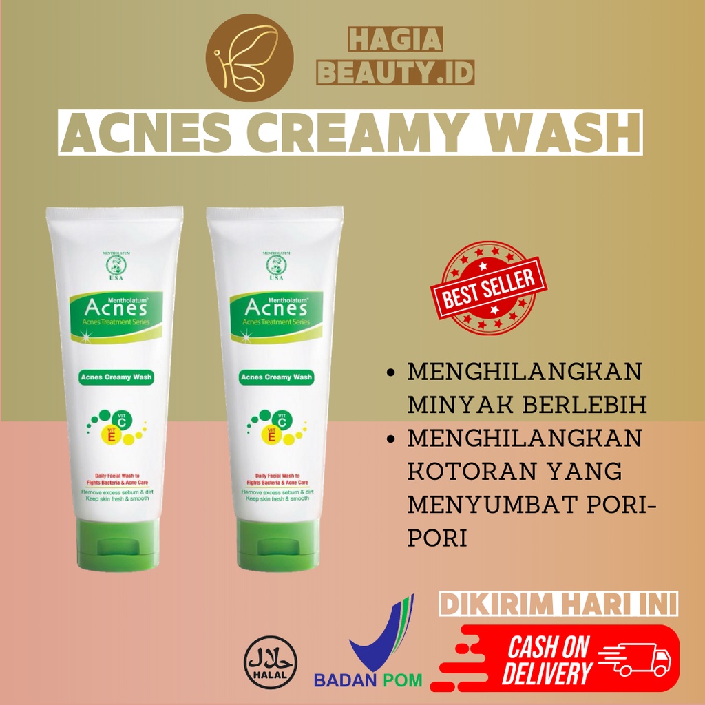 Bisa COD - Acnes Creamy Facial Wash 50 GR - Pencuci Muka Muka Acnes Untuk wajah Berjerawat