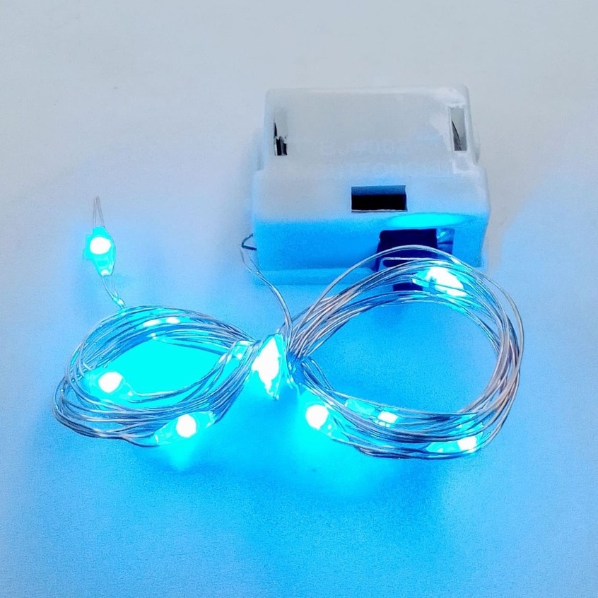 YSM Lampu Tumblr Kawat Mini 1 Meter Lampu Hias Dekorasi Gift Box Bucket Balon Fairy Light Led Murah Import-BIRU