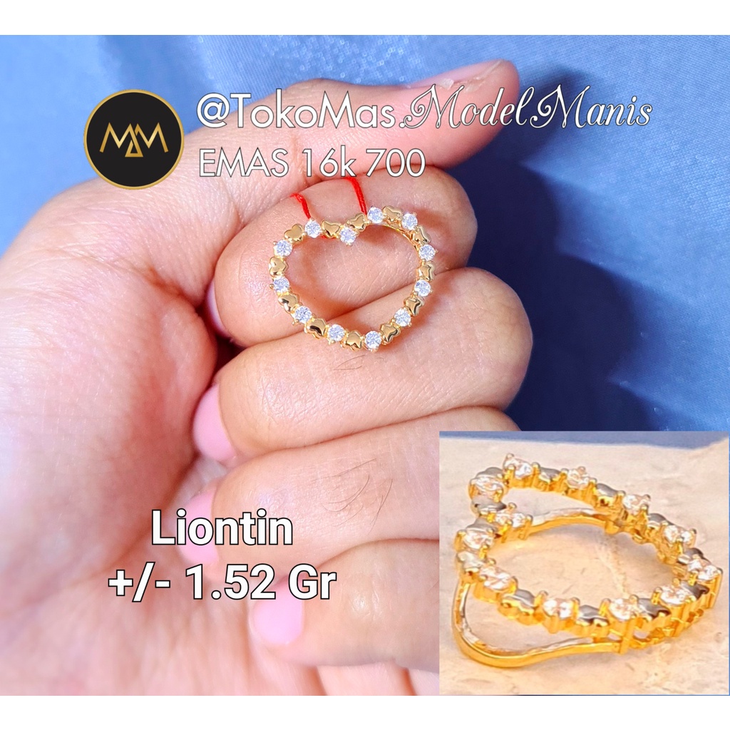 Liontin love selusup emas kuning 700 kadar 16k