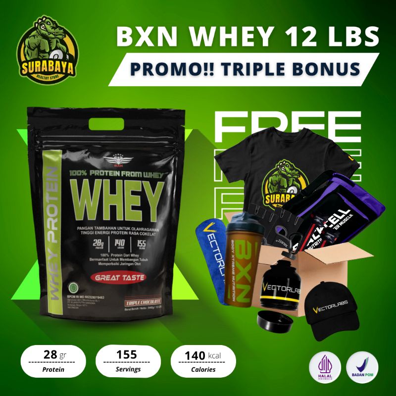 BXN Xtreme Premium Whey Protein 12 Lbs BPOM Halal MUI Non Isolate