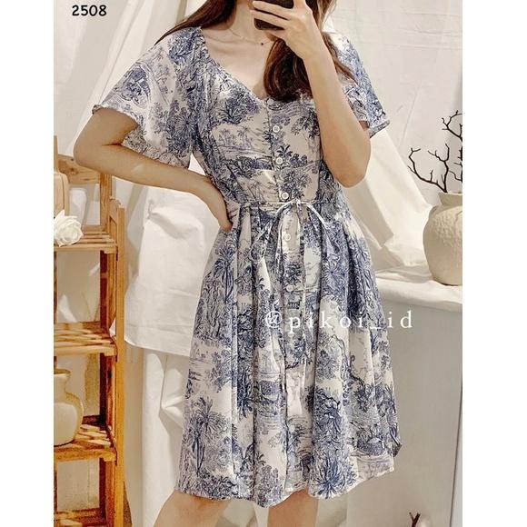 TERBARU Diora dress / dress korean style / dress putih adem santai / dress pantai kancing casual sum