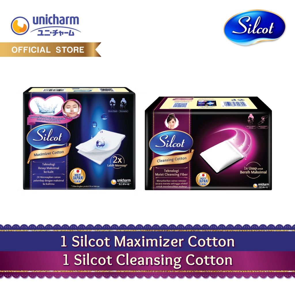 Kapas Kecantikan/ Wajah/Toner Silcot Unicharm Maximizer Cotton dan  Silcot Cleansing Cotton 82