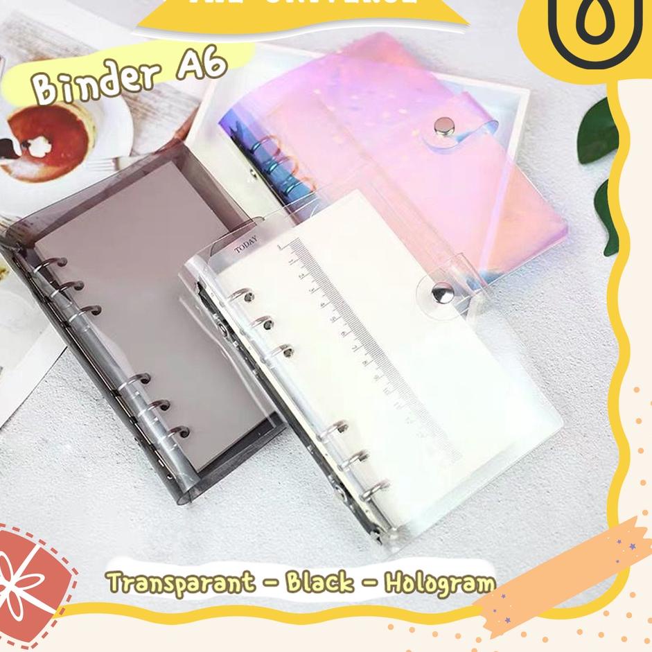 

Model Terkini [THE UNIVERSE] Buku Binder A6 6 Ring Transparan Binder Cover Notebook Binder Hologram - ST005