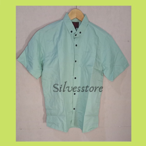 Kemeja Couple Ayah dan Anak laki laki polos lengan panjang dan pendek warna sage green tosca toska hijau mint casual formal jumbo unisex