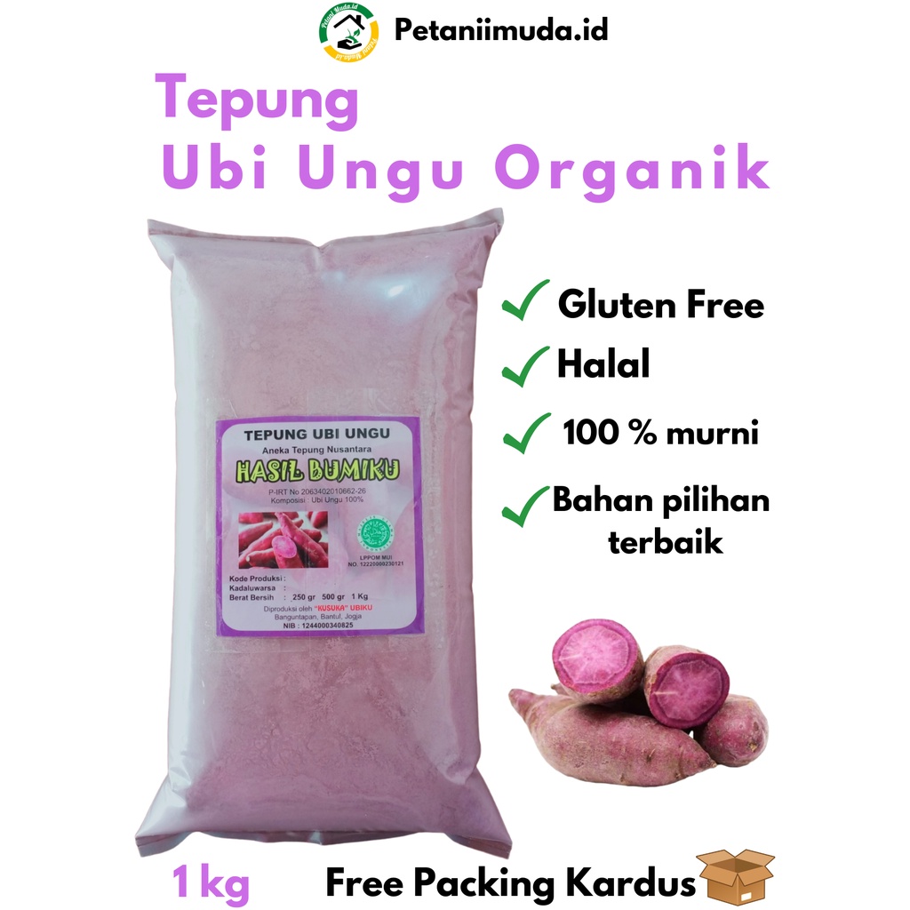 

Tepung Ubi Ungu Organik kemasan 1 KG/Tepung MPASI Ubi Ungu Organik/Tepung Ubi Ungu Gluten Free Organik