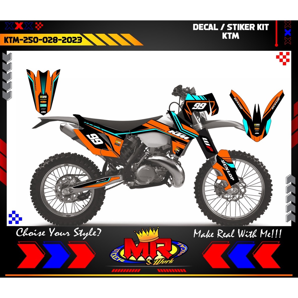Decal Kit Cross Stiker KTM 250 Graphic Motocross Decal Wrap Race Trail