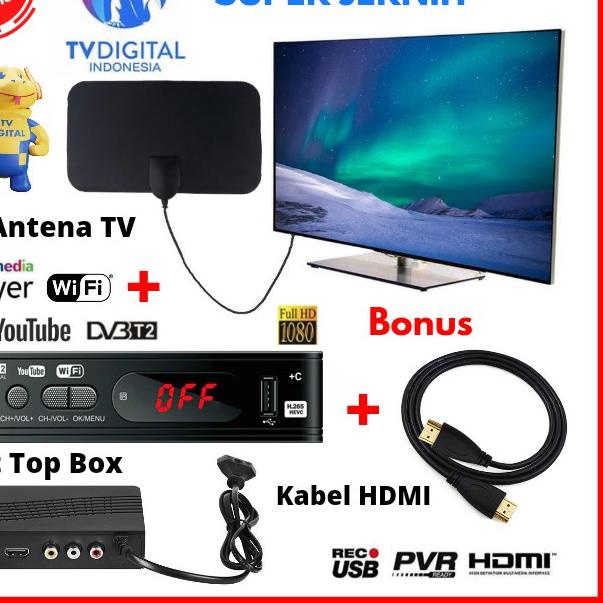 ✩ Set Top Box TV Digital DVB T2 Penerima Siaran Digital H.P Antena Super Jernih ♟