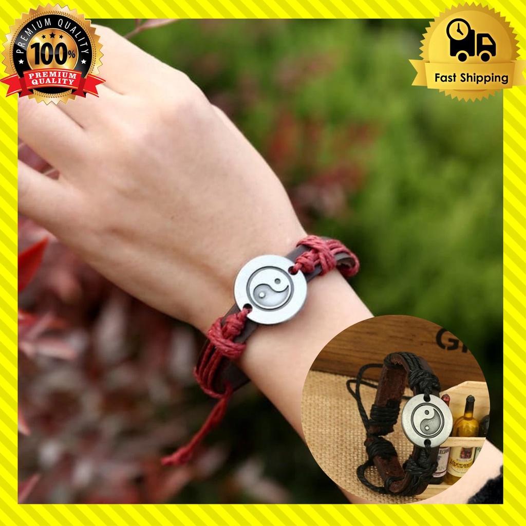 GELANG KULIT PRIA YIN YANG ORIGINAL / GELANG COUPLE KULIT ASLI G13