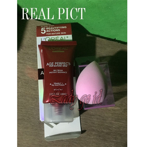 PAKET MAKE UP 2IN1 - LOREAL PARIS BB CREAM INSTANT RADIANCE FOR MATURE SKIN PLUS Spons Beauty Blender